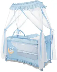 Pat pliabil pentru bebeluși Lorelli Premium - Magic Sleep, albastru