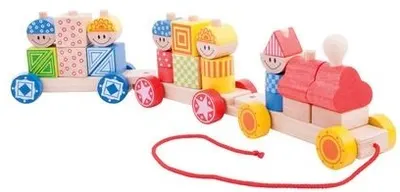 Trenulet din lemn Bigjigs - Cu elemente mobile