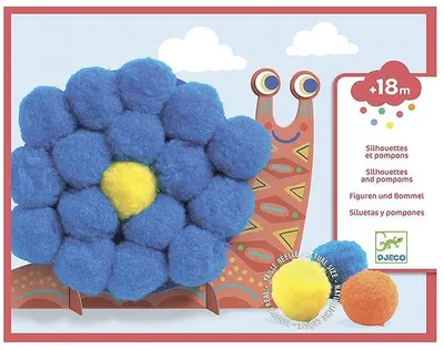 Set de creatie Djeco - Colaj cu pompoane, animale