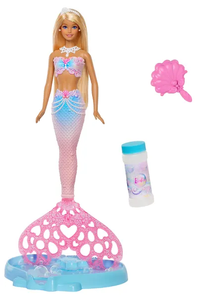 Păpușă Barbie - Bubble Sparkle, sirenă cu coadă roz pentru baloane de săpun