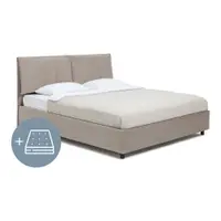 Pat dublu tapițat taupe cu spațiu de depozitare cu saltea / somieră 160x200 cm Myra Pillow - Bonami Selection