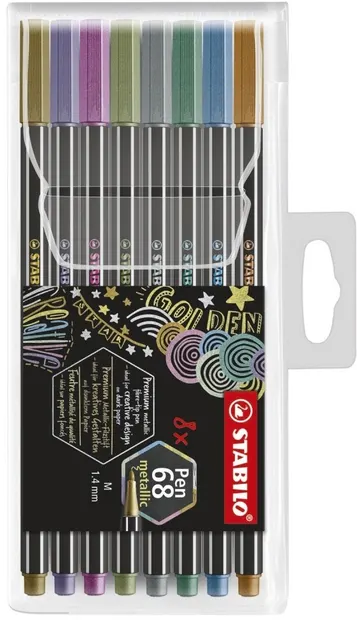 Set carioci Stabilo Pen 68 - 8 culori metalice