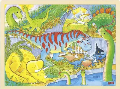Puzzle din lemn Goki - Dinozauri