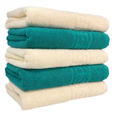 Set 5 Prosoape Baie, Bumbac 100%, Verde Bej