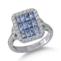 Inel din aur alb cu safire octogonale de 1.4ct si diamante de 0.68ct