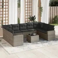 Gossi set mobilier de gradina cu perne, 10 piese, gri, poliratan