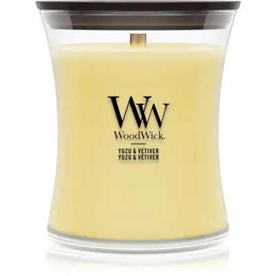 Woodwick Yuzu & Vetiver lumânare parfumată cu fitil din lemn 275 g