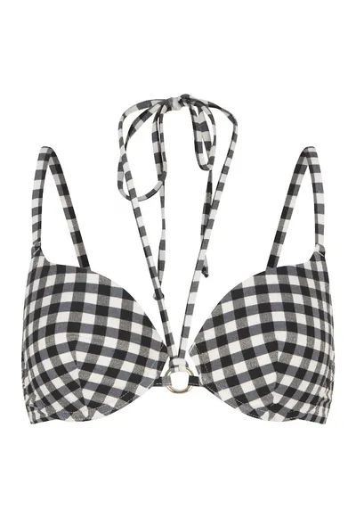 Sutien de baie cu model in carouri 31385 - Alb/Negru