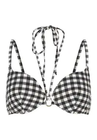 Sutien de baie cu model in carouri 31385 - Alb/Negru
