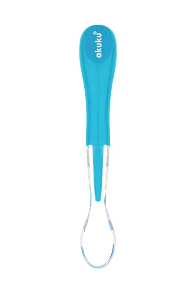 Lingurita de silicon pentru bebelusi Akuku Albastru,varf moale,maner ergonomic,fara BPA