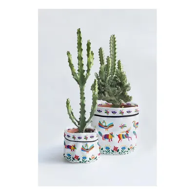 Set 2 huse textile pentru ghivece Madre Selva Animals Otomi