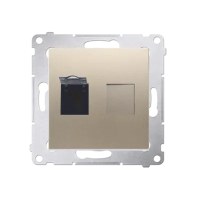 Priza calculator RJ45 cat6, cu protectie anti-praf, gold mat metalic