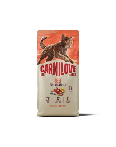 Hrană cu vită pentru pisici sterilizate CARNILOVE True Fresh Beef 6 kg