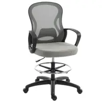 Vinsetto Scaun de birou ergonomic, fotoliu de birou cu suport pentru picioare și cotiere, din mesh, 59 x 65 x 123 cm, Gri | Aosom Romania