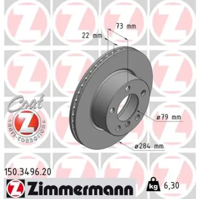 Disc frana ZIMMERMANN 150.3496.20