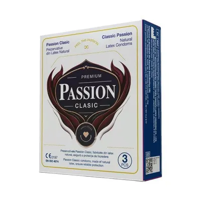 Prezervative PASSION Clasic Engross, din latex natural, lubrifiate și rezistente, diametru 52 mm