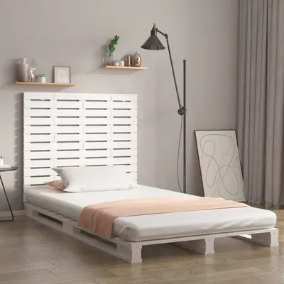 vidaXL Tăblie de pat pentru perete, alb, 141x3x91,5 cm, lemn masiv pin