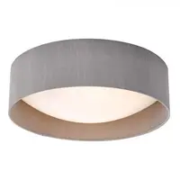 Lampa tavan Nysa 2 Light Flush Grey Faux Silk 40cm