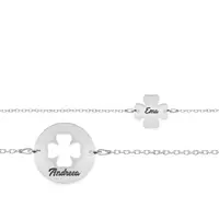 Yonka - Set bratari personalizate cu trifoi din argint 925
