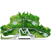 4-conductor double deck terminal block; 8-conductor ground terminal block; PE; without marker carrier; suitable for Ex e II applications; internal commoning; for DIN-rail 35 x 15 and 35 x 7.5; 2.5 mm²; Push-in CAGE CLAMP®; 2,50 mm²; green-yellow