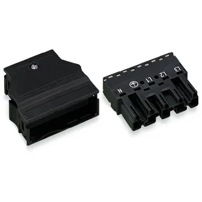 Plug; with strain relief housing; 5-pole; Cod. A; 4,00 mm²; black