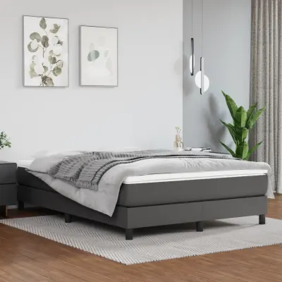 vidaXL Saltea cu arcuri buzunar, fermitate medie, gri, 140x200x20 cm, piele ecologică
