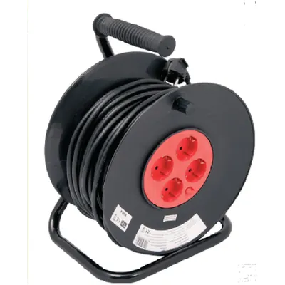 Prelungitor pe Tambur 4 Prize 40m , Negru, Hjr-4-25m