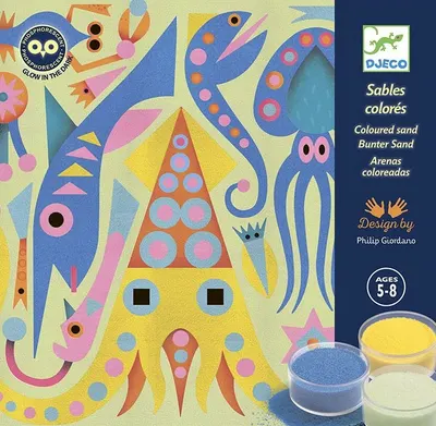 Set de creatie Djeco - Coloreaza cu nisip, elemente fosforescente, Sea Lights