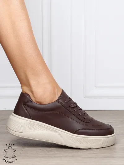 Pantofi sport din piele naturală cu design modern CRL1810 CAFENIU