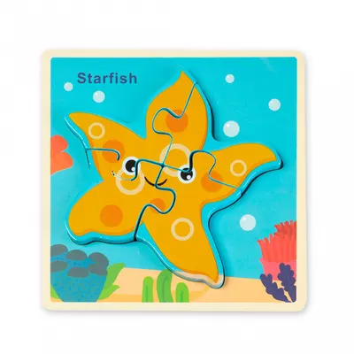 Puzzle 3D din Lemn - Stea de Mare Montessori