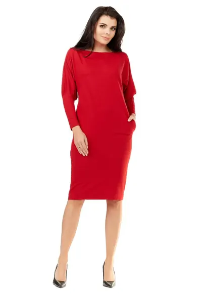 Rochie midi dama Essydwen A206 rosie - Rosu stins