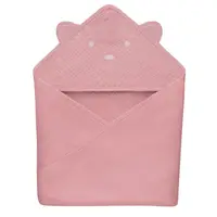 Prosop de baie, Lionelo, Cu gluga, Din muselina, 100% bumbac, 80x80 cm, Absorbtie eficienta, Roz
