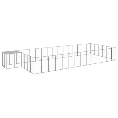 vidaXL Padoc pentru câini, argintiu, 26,62 m², oțel