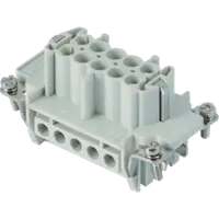 Insert pentru conector Mama - 57X27 - 10P + E 16A 500V / 6kV / 3 - ȘURUB CONNECTION - CU PLATE - GRI