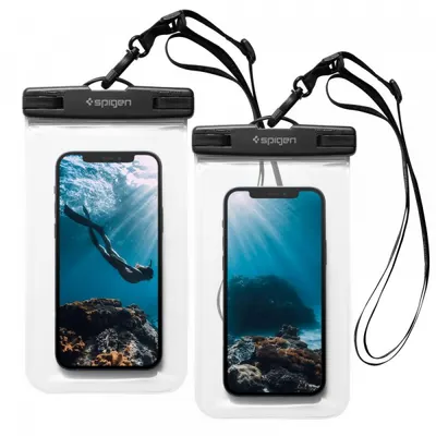 Husa Universala Waterproof pentru Telefon max. 3.5inch - 7inch, Spigen, A601, Set 2 buati, Transparenta AMP03098