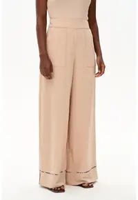 Pantaloni vaporosi cu croiala ampla si talie elastica