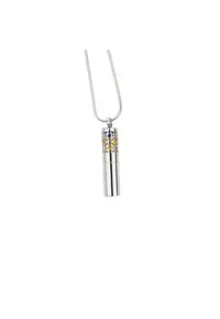 Medalion Cilindric Aromaterapie SAJAN - tip difuzor pentru uleiuri esentiale - cu Lant Snake din Otel Inoxidabil - 25 cm