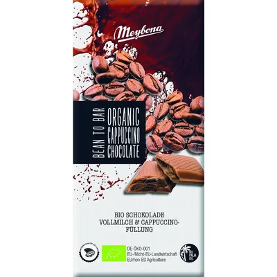 Ciocolata cu lapte si crema de cappuccino, bio, 100g, Meybona