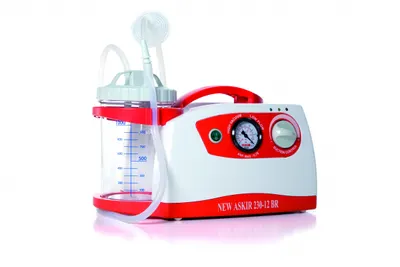 Aspirator chirurgical NEW ASKIR 230/12 V BR portabil, cu baterie reincarcabila, vas colector 1000 ml, 16 L/min