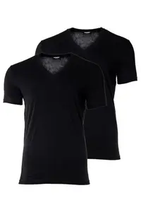 Set de tricouri cu decolteu in V - 2 piese - Negru