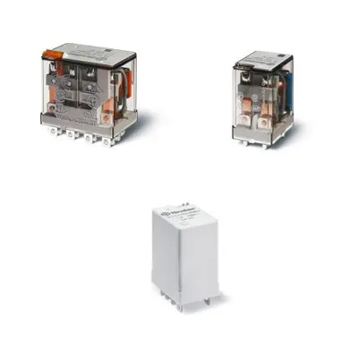 Releu de putere miniatural - 2 contacte, 12 A, C (contact comutator), 24 V, Standard, C.A. (50/60Hz), AgSnO2, Fișabil, Buton de test blocabil + indicator mecanic