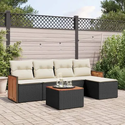Gossi set mobilier de gradina cu perne, 6 piese, negru, poliratan