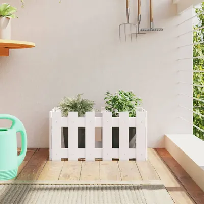 Gossi jardiniera gradina design gard, alb, 60x30x30 cm lemn masiv pin