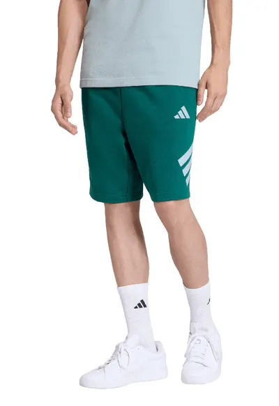 Pantaloni scurti cu imprimeu logo si snur de ajustare in talie - Alb/Verde inchis
