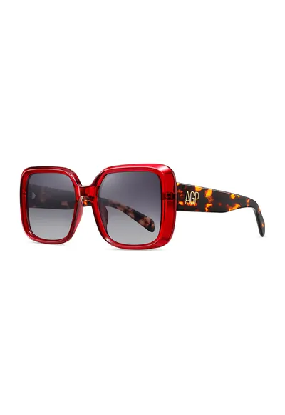 Ochelari de soare patrati cu lentile polarizate - Negru/Rosu vermillion