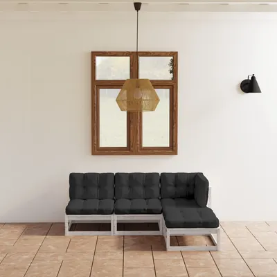 Gossi set mobilier de gradina cu perne, 4 piese, lemn masiv de pin