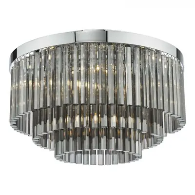Lampa tavan Logan 5 Light Flush Polished Chrome Smoked Glass