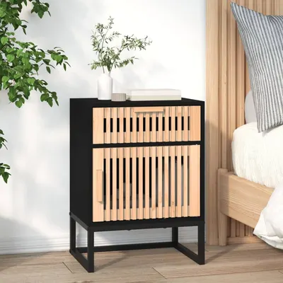 vidaXL Dulap noptieră, negru, 40x30x55,5 cm, lemn prelucrat&fier