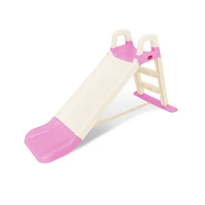 Tobogan pentru copii Doloni WhitePink, cu trepte si manere de sustinere, dimensiune 144.5 x 60.2 x 79.2 cm