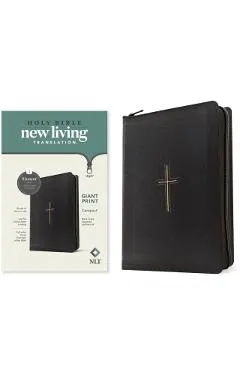 NLT Compact Giant Print Zipper Bible, Filament Enabled (Leatherlike, Black Cross, Red Letter)